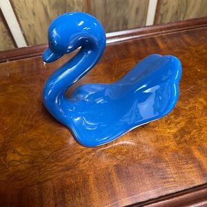 Blue Ceramic Swan Figurine